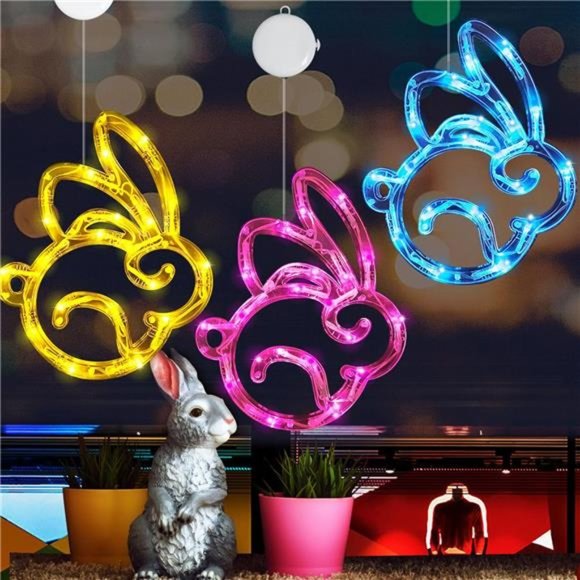 3Pack Easter Window Lights Easter Bunny Lights Decorations Battery Operated - Picture 1 of 7